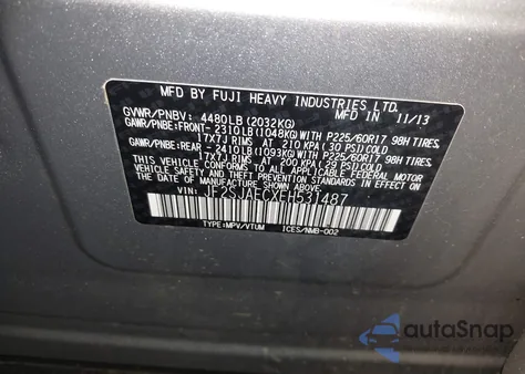 2014 Subaru Forester 2.5I Premium from USA, damaged, VIN JF2SJAECXEH531487